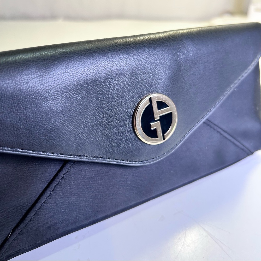 Giorgio Armani Beauty Black Satin Envelope Clutch Cosmetic Pouch